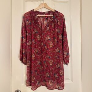 Pure Energy Red Floral Sheer Blouse size 2x